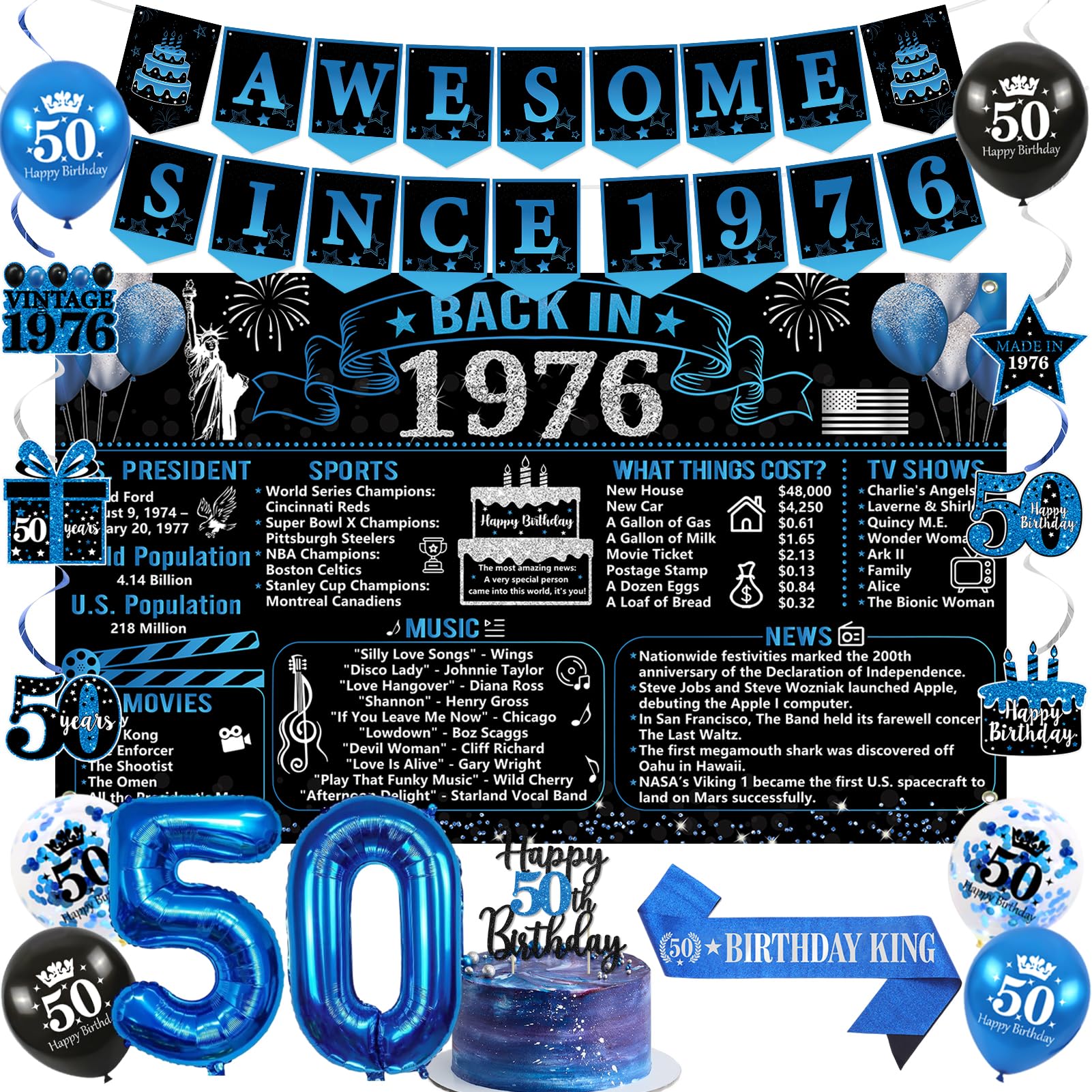 Trgowaul 50th Birthday Decorations for Men