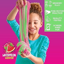 SLIMYSAND Watermelon SLIMYGLOOP Slimy Sand 1.5 lb. Bucket - Pink & Neon Green Scented Bucket for Kids Ages 3+