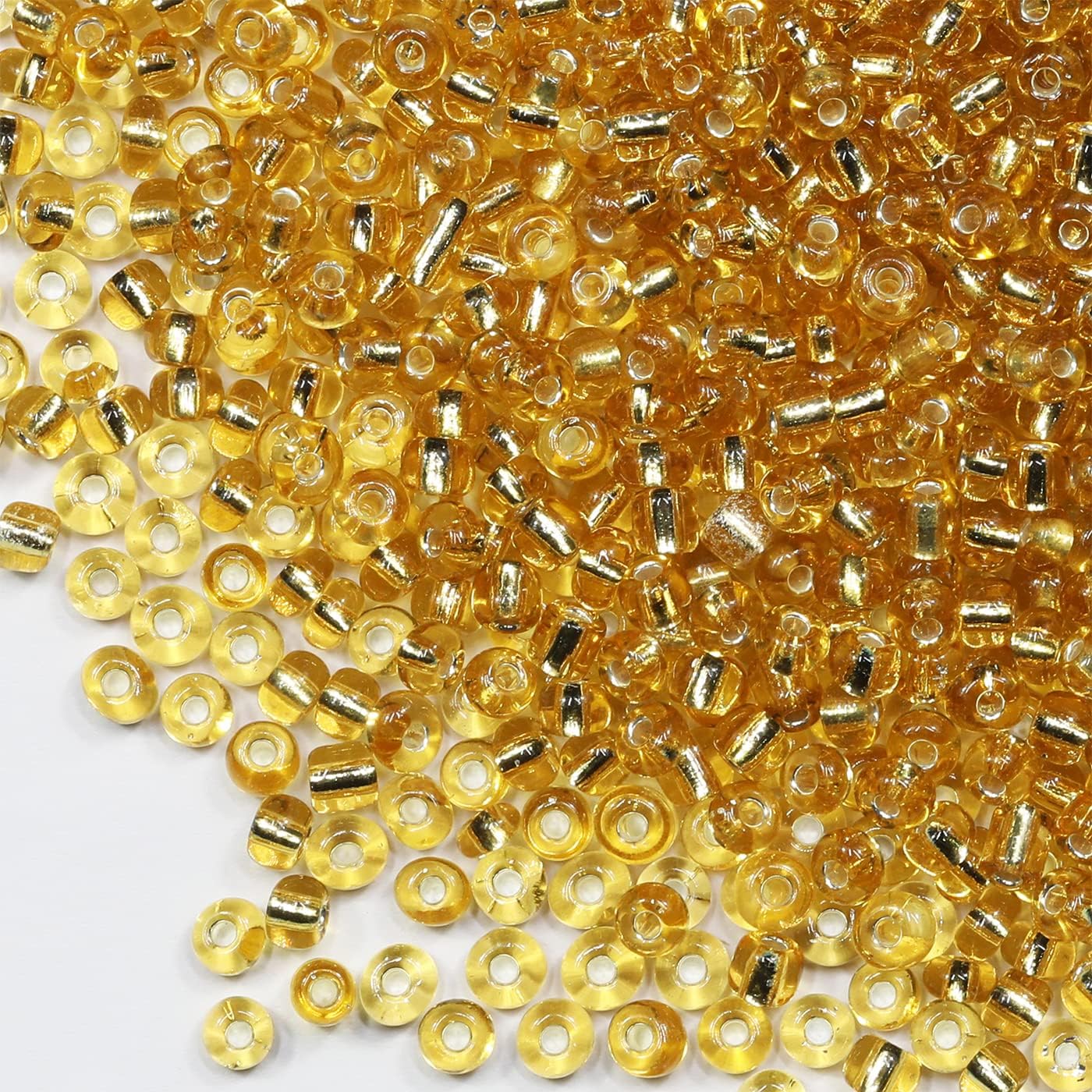 Bulk 4mm Transparent Gold Seed Beads for Jewelry Making 110 Grams About 1600pcs,6/0 Glass Craft for Making Earrings, Bracelets, Pendants, Waist Jewelry, DIY Handmade Seed Beads(Gold) - Image 2