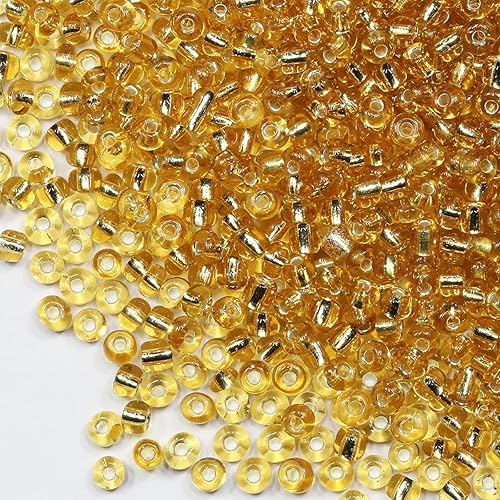 Miniatura 2 de Cuentas de semillas de oro transparentes de 0.079 pulgadas para hacer joyas, 3.88 oz, alrededor de 9800 unidades, cuentas de vidrio 120 para hacer