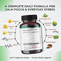 Vista 4 de Ultra Herbs 5-HTP con GABA, L-teanina, Ashwagandha, bálsamo de limón, rodiola, vitaminas B1, B6, B12 - 150 cápsulas vegetales