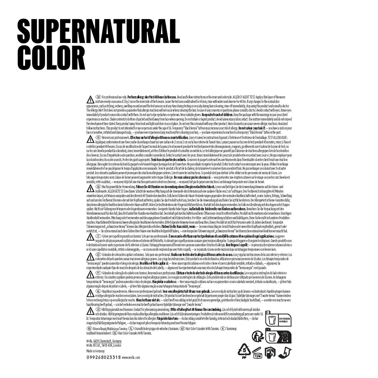Wella Supernatural Color /28 Indigo Enhancer 120g | Coloración Profesional Efecto Natural, Reflejos Luminosos y Uniformes, Cobertura Suave y Resultado Natural