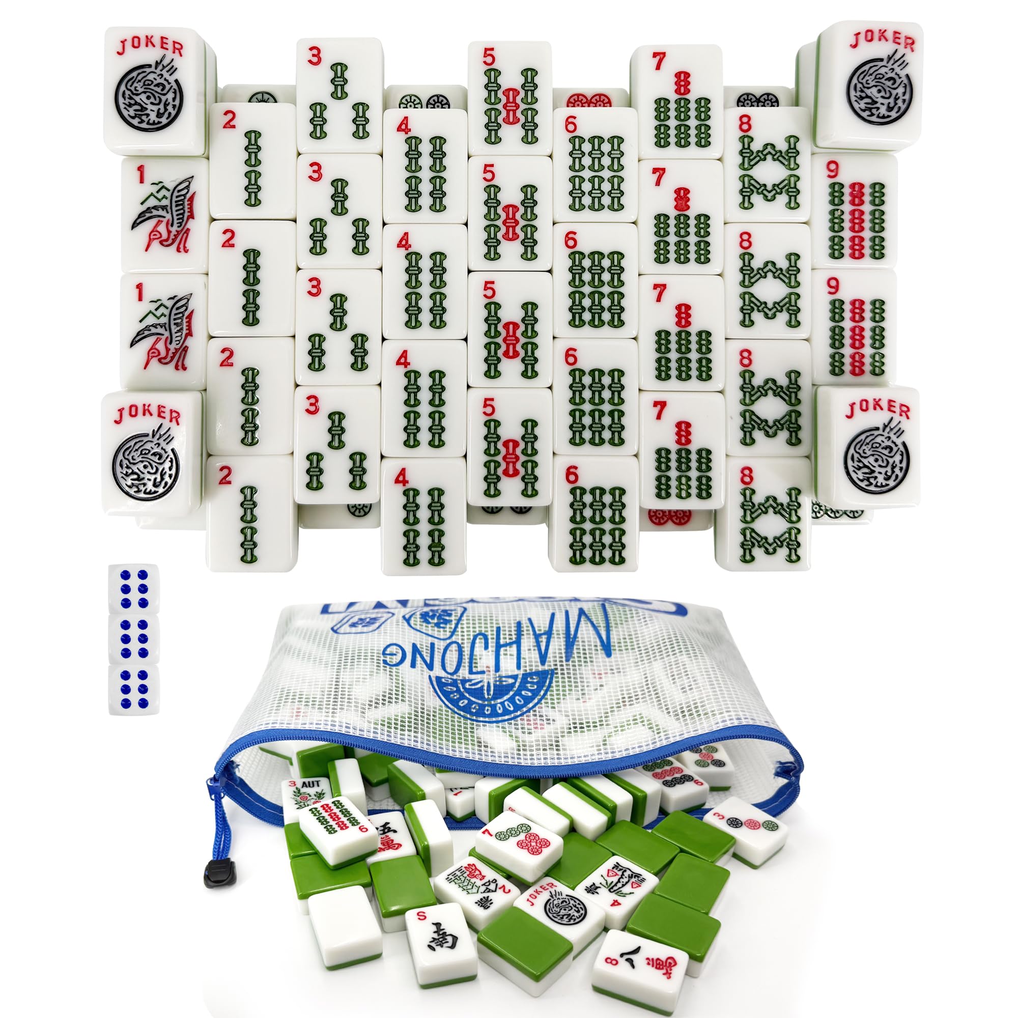 166 American Mahjong Tiles Only with Bag (Green)