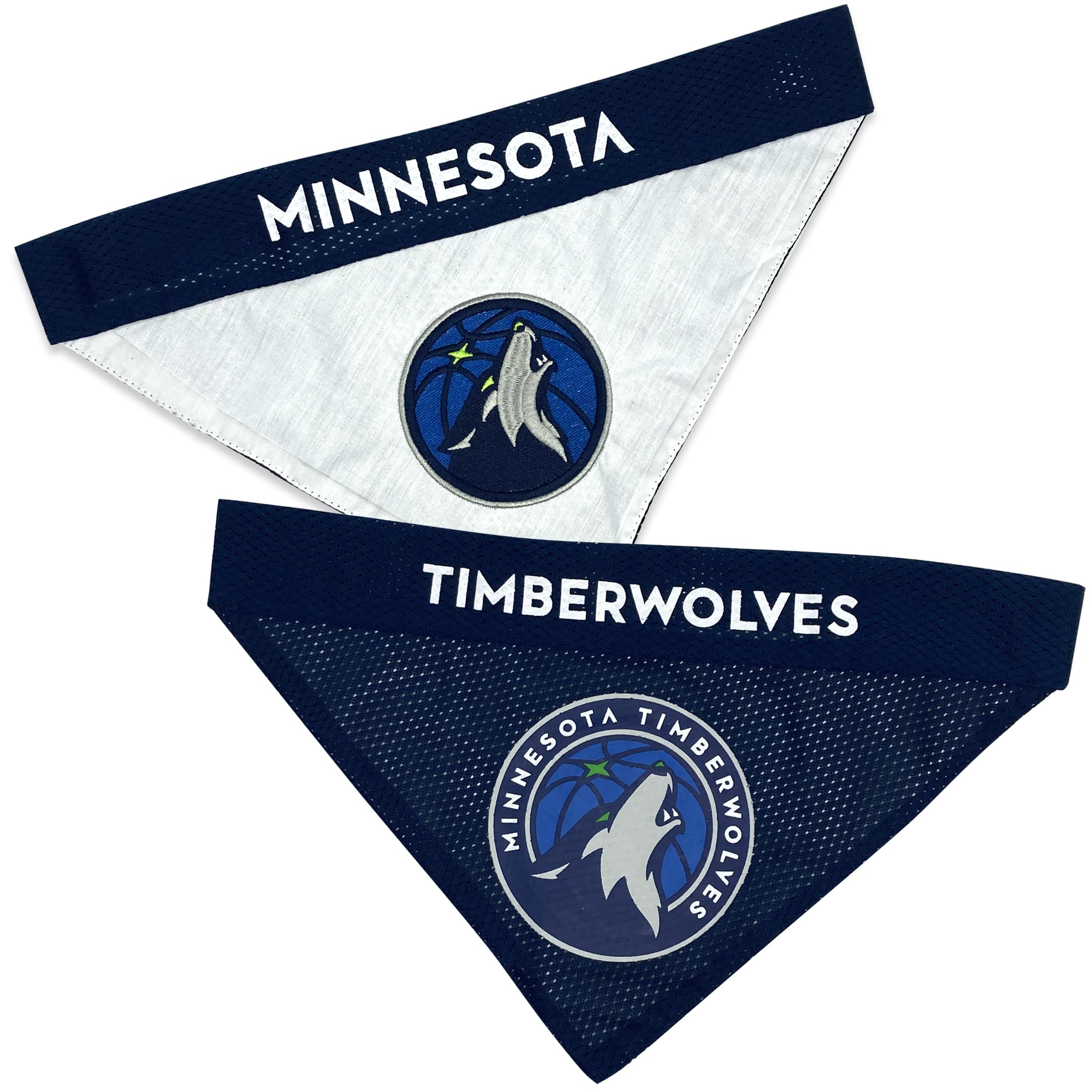 Pets First NBA Dog Bandana -Minnesota Timberwolves Reversible Bandana. 2 Sided Home & Away Sports Bandana with a Premium Embroidery Team Logo, Large/X-Large