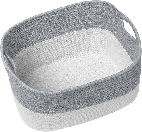 Miniatura 6 de 1 paquete de cestas de cuerda para cesta de almacenamiento, cesta tejida de cuerda de algodón con asas. Cesta de manta para almacenar ropa,