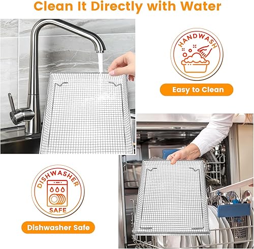 Miniatura 4 de Bandeja de repuesto para freidora de aire Cuisinart TOA-60 TOA-65, horno de convección para freidora de aire, 11.5 x 10 pulgadas, malla