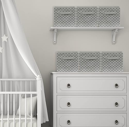 Miniatura 5 de Simple Houseware Cubo organizador de almacenamiento plegable de 11 pulgadas, gris geométrico, paquete de 6