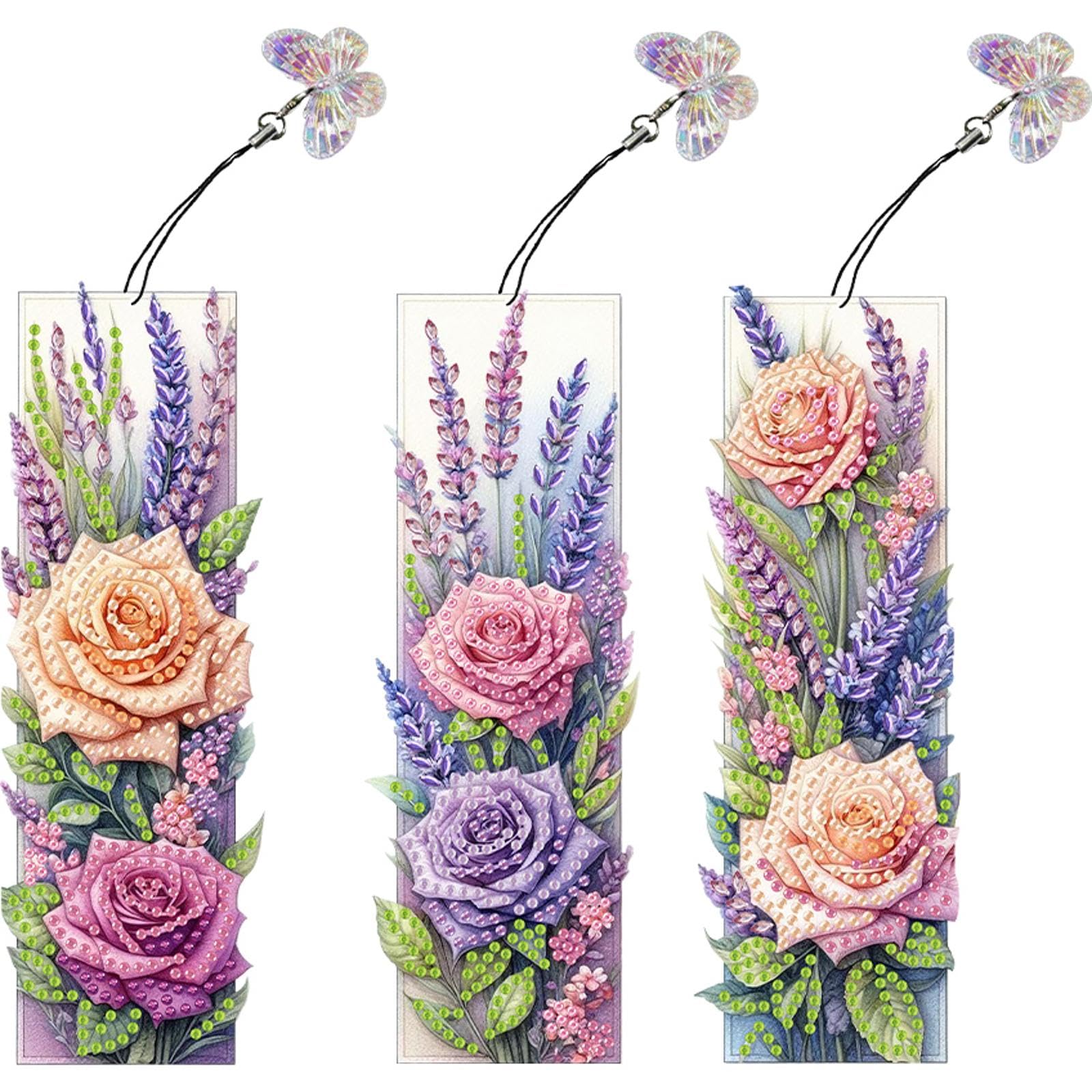 3Pcs Special Shape Cross Bouquet 5D DIY Diamond Painting Bookmark Diamond