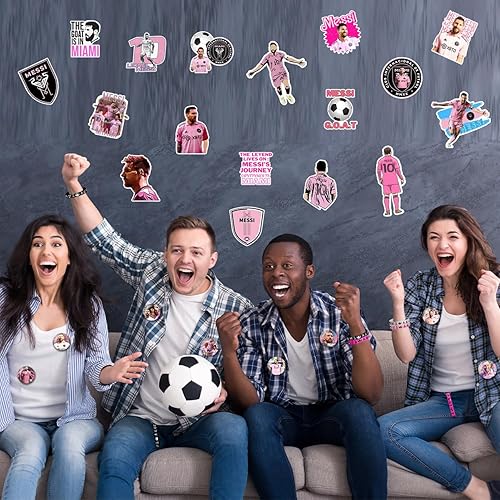 Miniatura 5 de 96 recuerdos de fiesta de cumpleaños de fútbol, juego de decoraciones de fiesta de cumpleaños con temática de fútbol incluye 60 calcomanías, 12