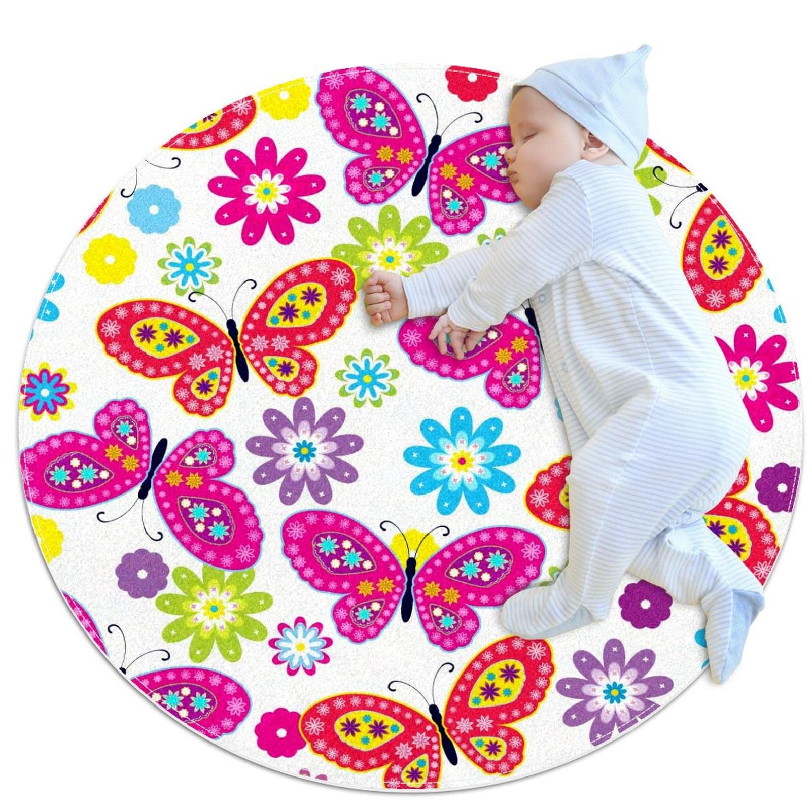 Alfombra infantil de mariposas ideal para el rincón de juegos y descanso de niñas