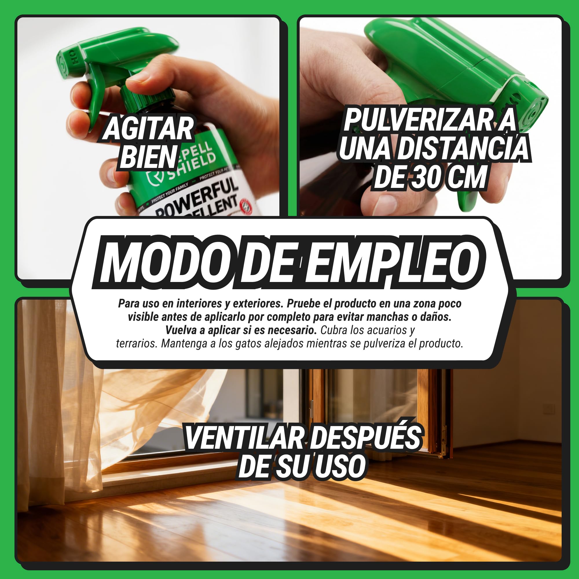 RepellShield® Spray Repelente Avispas Exterior e Interior - 500 ml - Antiavispas con Citronela y Geraniol - Seguro para Niños, Mascotas y Plantas - Protección para Jardín, Piscina, Terraza y Balcón