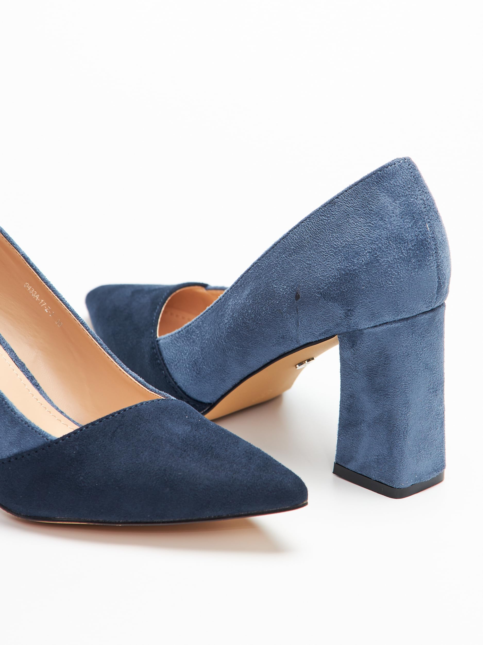 Scarpe con Tacco, Decollete con Tacco a Blocco, Blu/Navy, 8.5 cm, Сamoscio Sintetico, High Heels, 7041 (Navy MF, 35 EU)