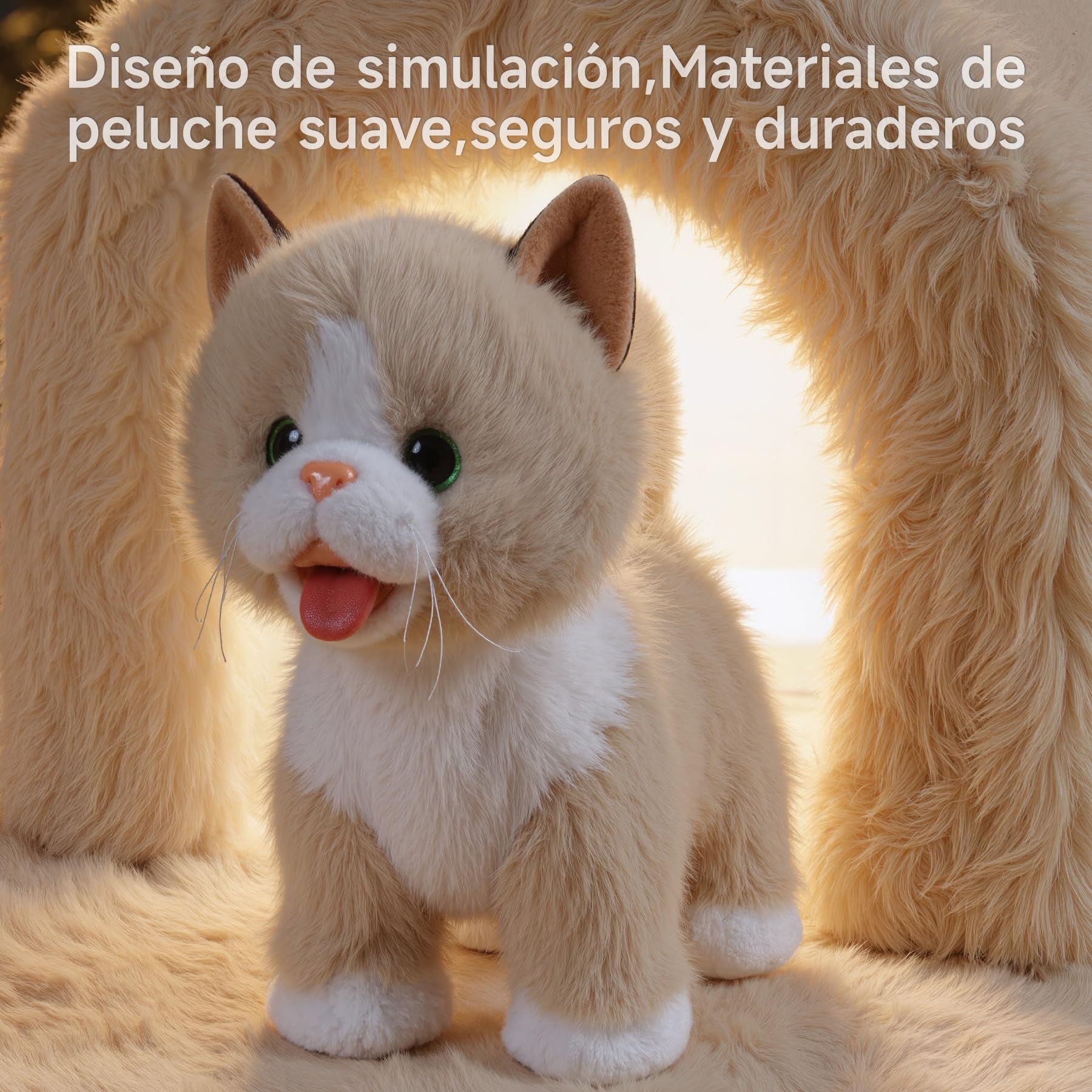 TUMAMA Mascota Interactiva Peluche Gato Que Anda y Ladra, Realista Juguete Interactivo Gatito, Electric Gatitos De Juguetes Muñecas para Niña 3 4 5 6 Años Regalos - Ladra y Camina, Sacudir La Cola