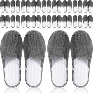 Panitay 20 Pairs Reusable Spa Slippers for Guests Washable House Slippers with Triple Layer Coral Fleece for Home Indoor Hotel Travel, Closed Toe