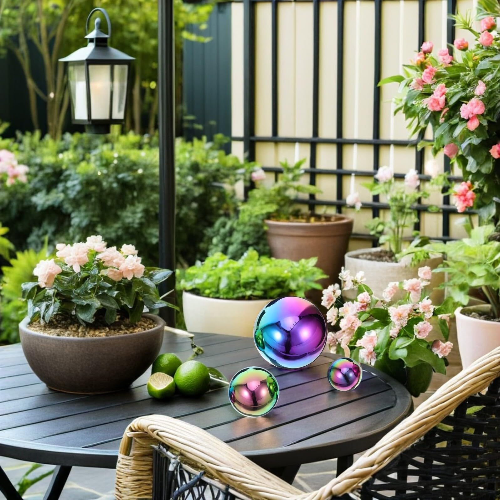 TOYANDONA 6 Pezzi Sfere da Giardino in Acciaio Inossidabile Lucido Sfera Cava Riflettente per Decorazione Esterna e Paesaggio con Effetto Specchio