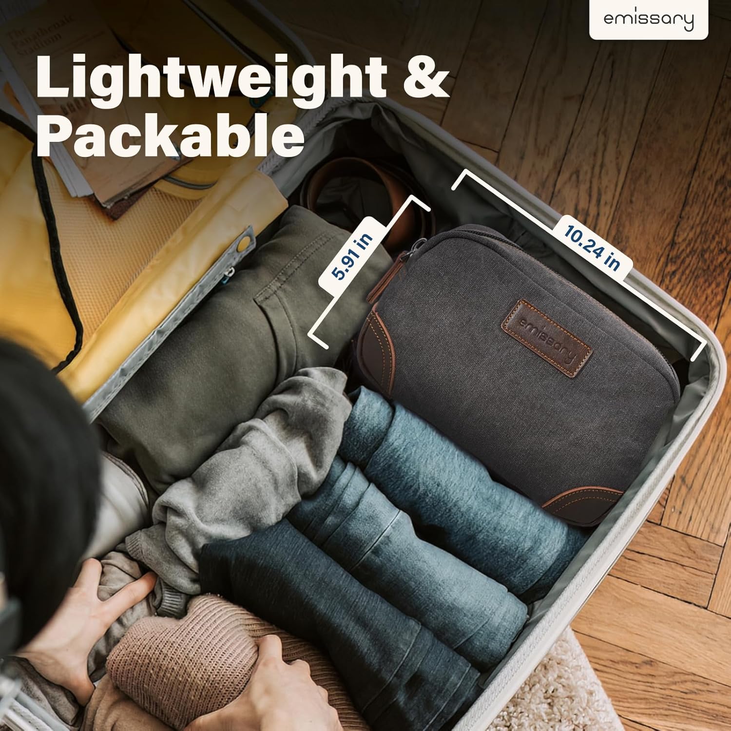 emissary Toiletry Bag for Men, Canvas Travel Toiletry Bag Men's Dopp Kit, Water-resistant Bathroom Bag Mens Shaving Kit, Travel Kit Small Bags, Shaving Bag, Toiletry Bags - Image 5