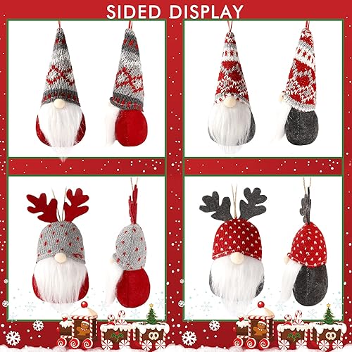 Miniatura 7 de Sggvecsy - Juego de 8 gnomos colgantes para árbol de Navidad, alces, gnomos suecos hechos a mano de felpa, elfo de Papá Noel escandinavo para