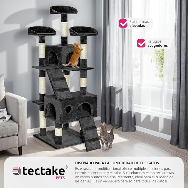 Foto 7 de 8 de TecTake Rascador para Gatos y Gatos, Altura Total 170 cm, Color Negro - 401117