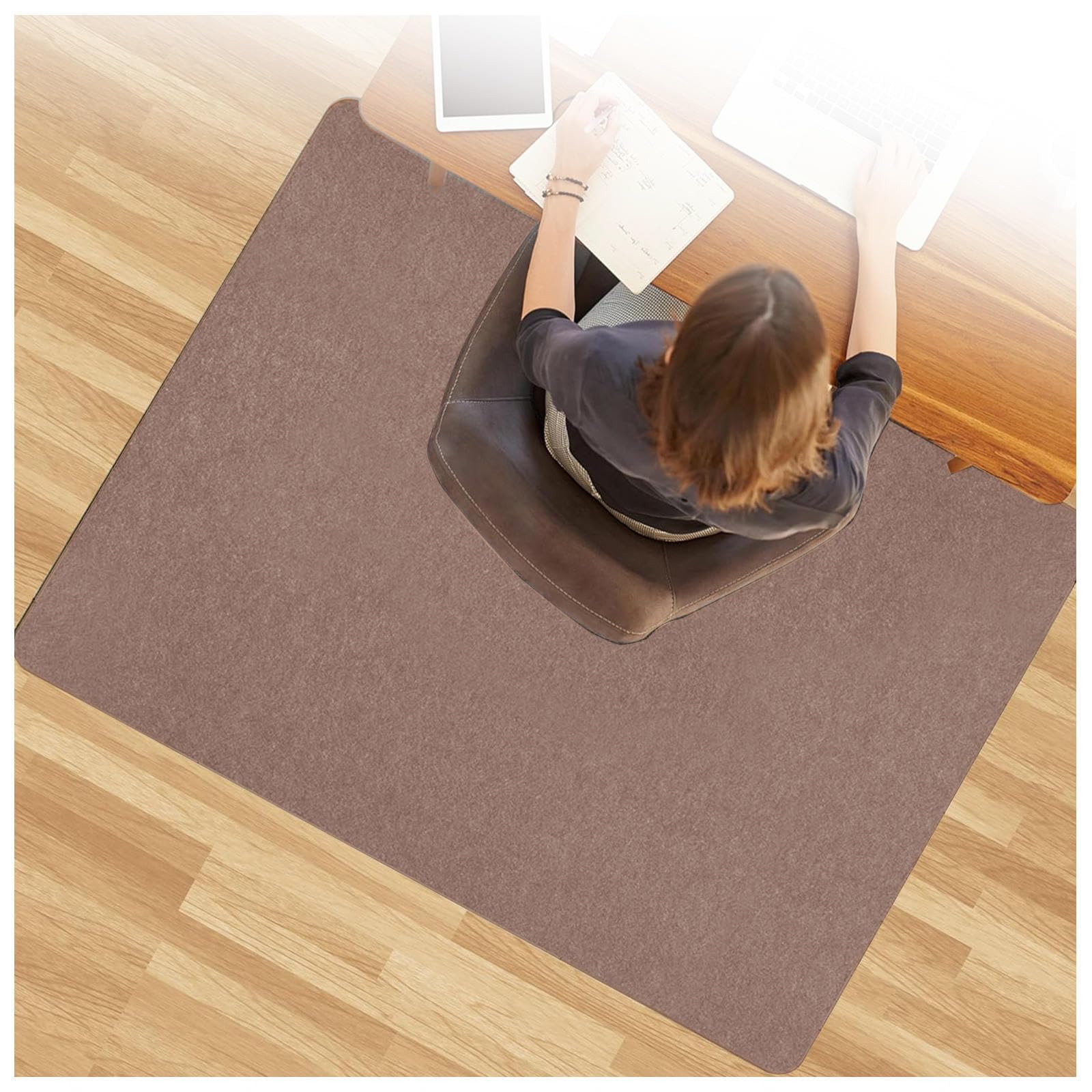 Tapis Bureau Sol Revêtement antidérapant,Matériau Résistant, Tapis sous Chaise Bureau Tapis De Chaise Protège Les Sols, pour Gaming et Le Travail,Brown-120×150cm