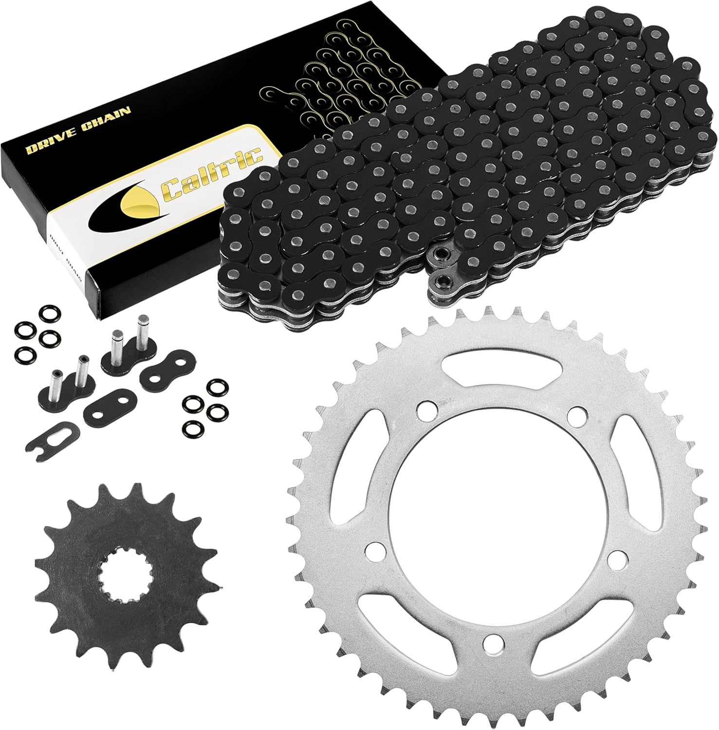 Caltric Black O-Ring Drive Chain and Sprockets Kit Compatible With Suzuki GSX-R750 GSXR750 2006-2010