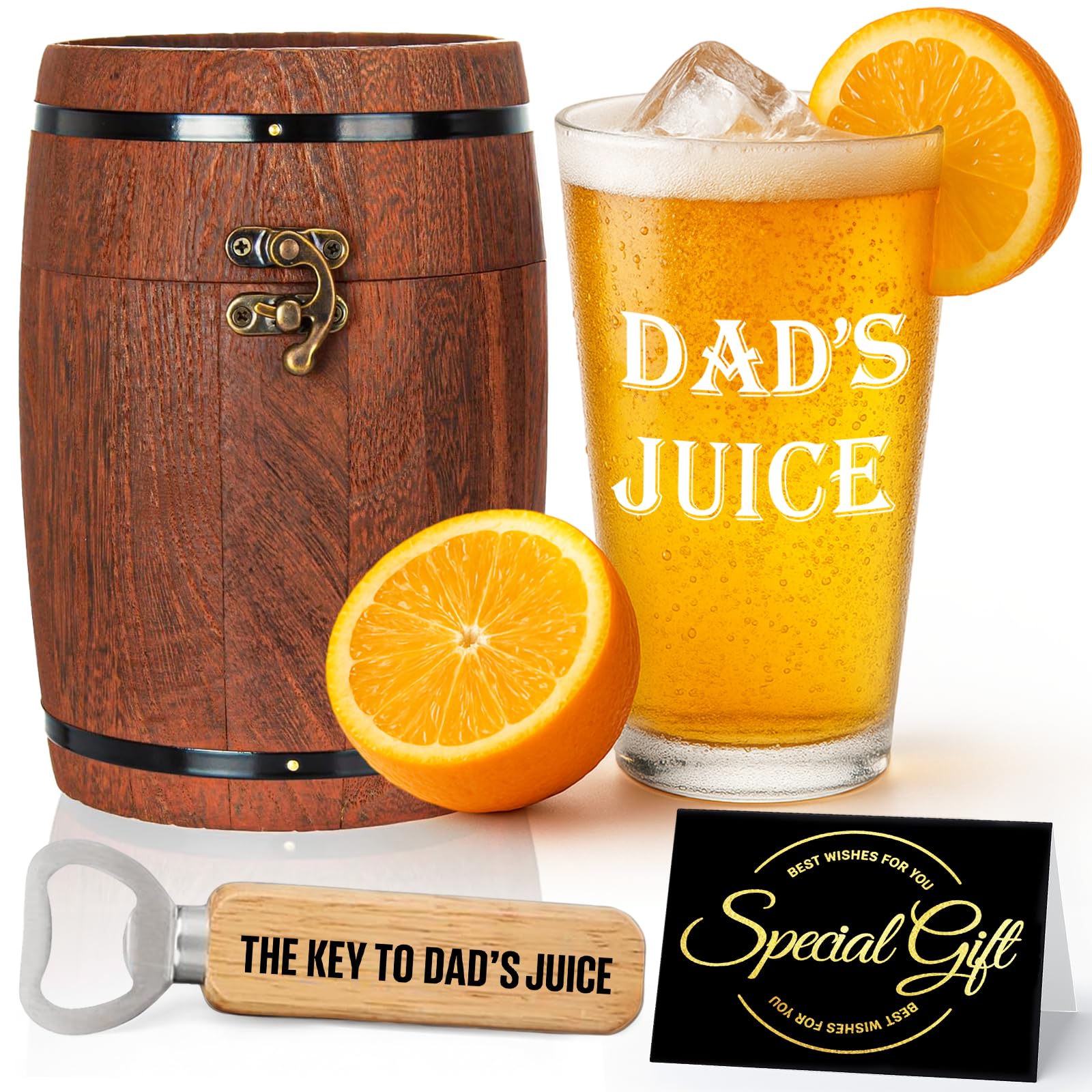 Joybble Birthday Gifts for Men, Dad Birthday Gifts Father's Day Gifts, Juice Beer Glasses for Daddy Personalised, Valentine's Day Gift for Dad from Daughter and Son, with Greeting Card — image 1