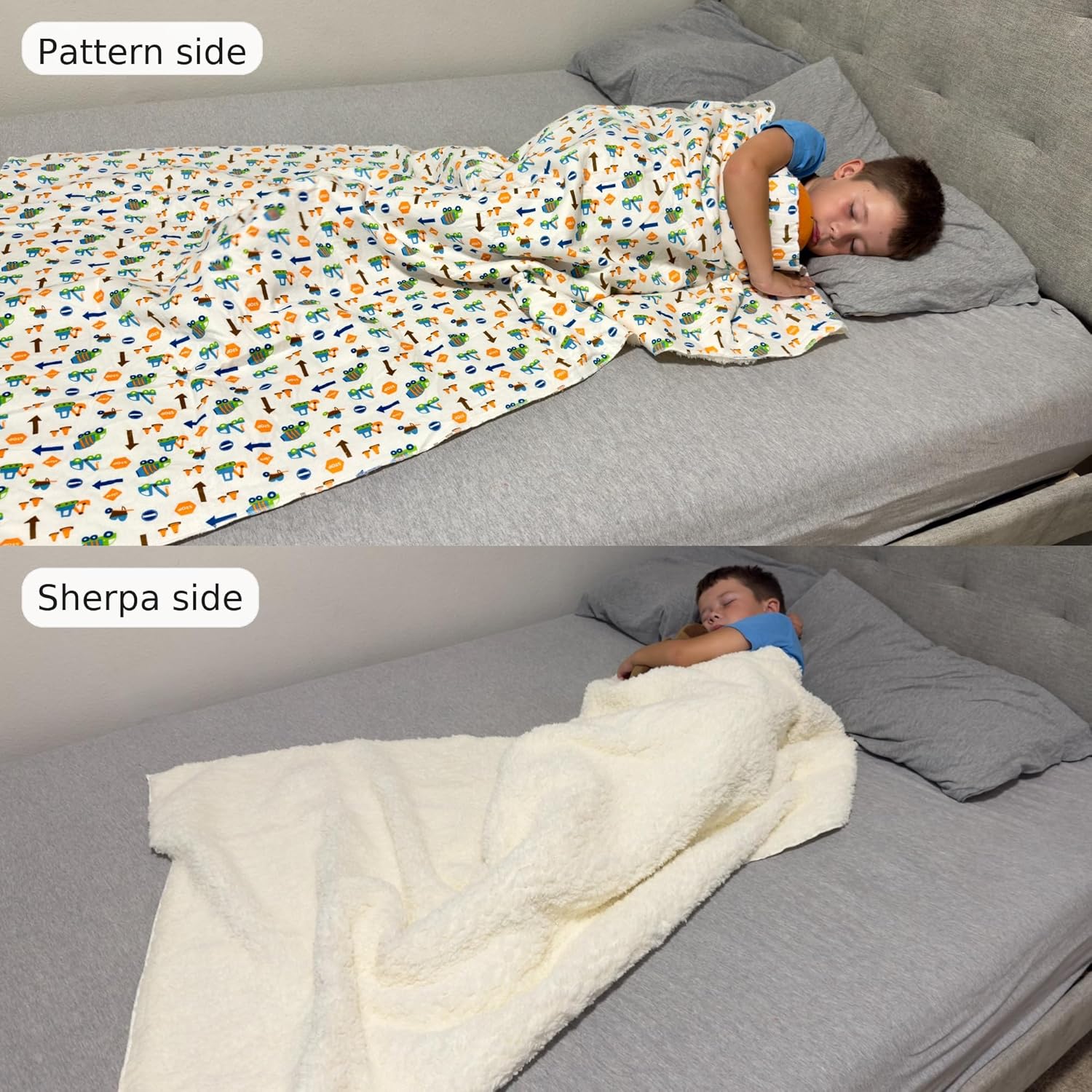 Kids Sherpa Throw Blanket – Soft Cotton & Warm Sherpa Toddler Blanket, Trucks, Cranes & Construction Vehicles Pattern, Plush Winter Bed Throw, 40 x 60 inches - Image 4