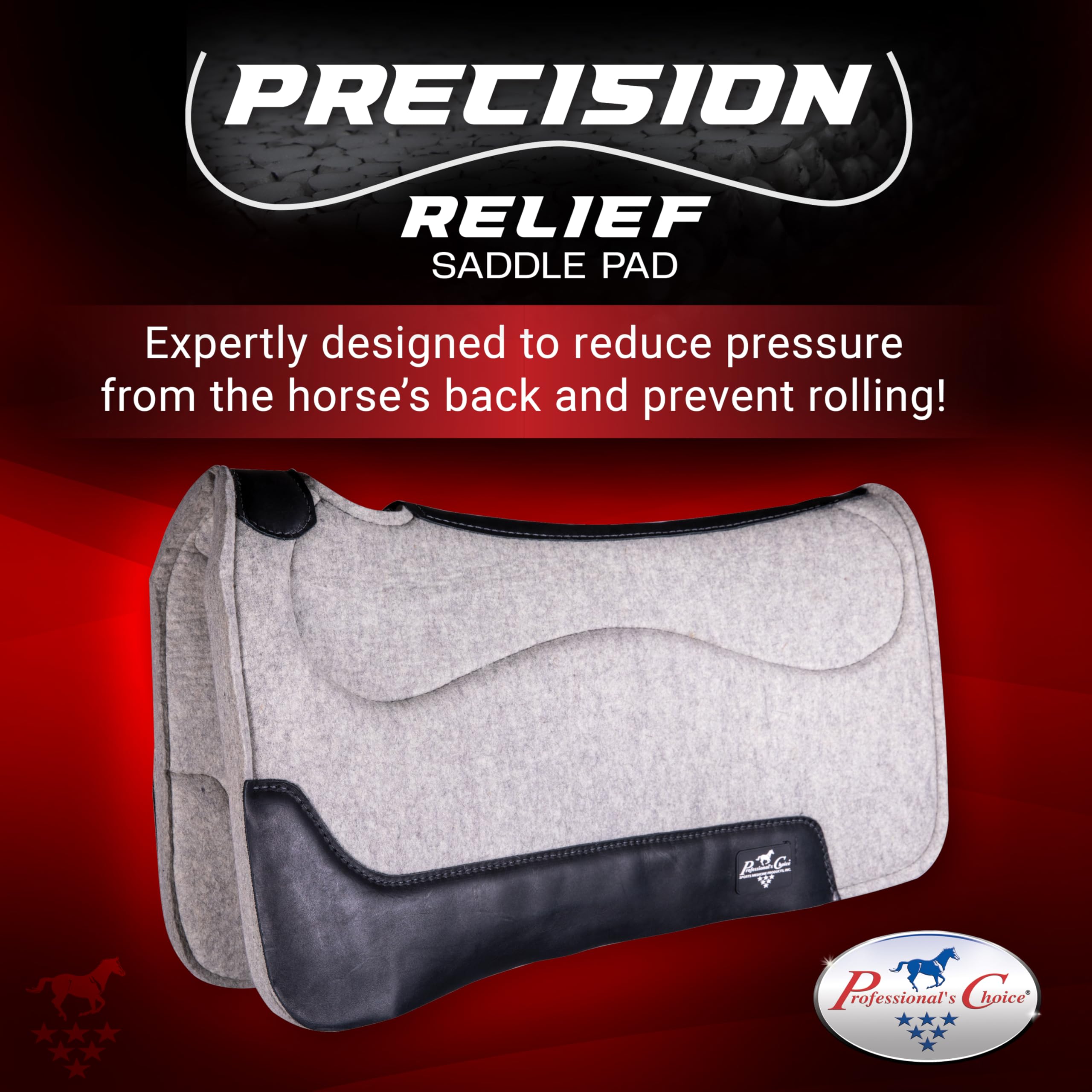Professional's Choice Precision Relief Felt Saddle Pad | Reduce Pressure from The Horse’s Back and Prevent Rolling | Felt Bottom | Barrel Size 29” x 30”