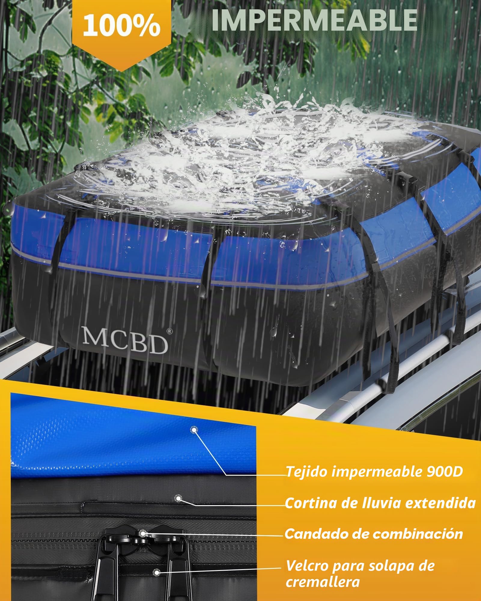 Cofre De Techo, 15 Pies Cúbicos/425 litros Bolsa de Techo Impermeable de Carcasa Blanda Portaequipajes para Todo Tipo de Vehículos SUV con/sin Barras