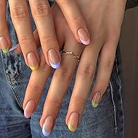 Vista 35 de 30 Uñas Postizas de Punta Francesa Negra a Presión, Uñas de Almendra Cortas para Presionar, Uñas Postizas Cortas en Forma de Almendra, Uñas