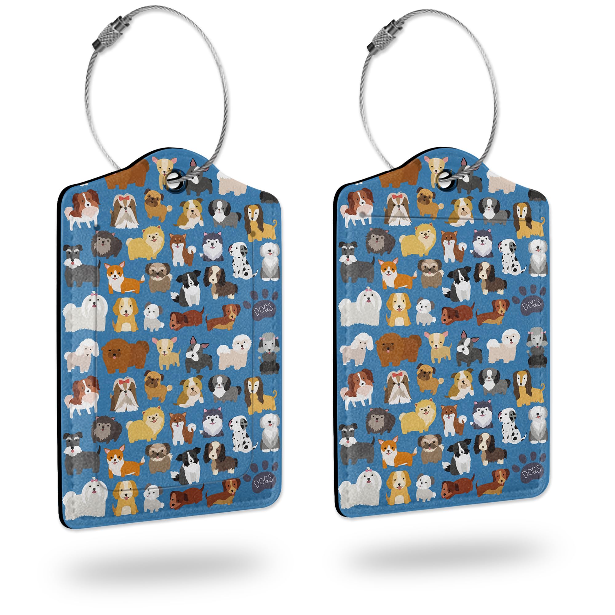 2 Pack Luggage Tag for Suitcases,Cute Dog PU Leather Bag Travel Suitcase ID Identifier Baggage Tags for Women Men Travel