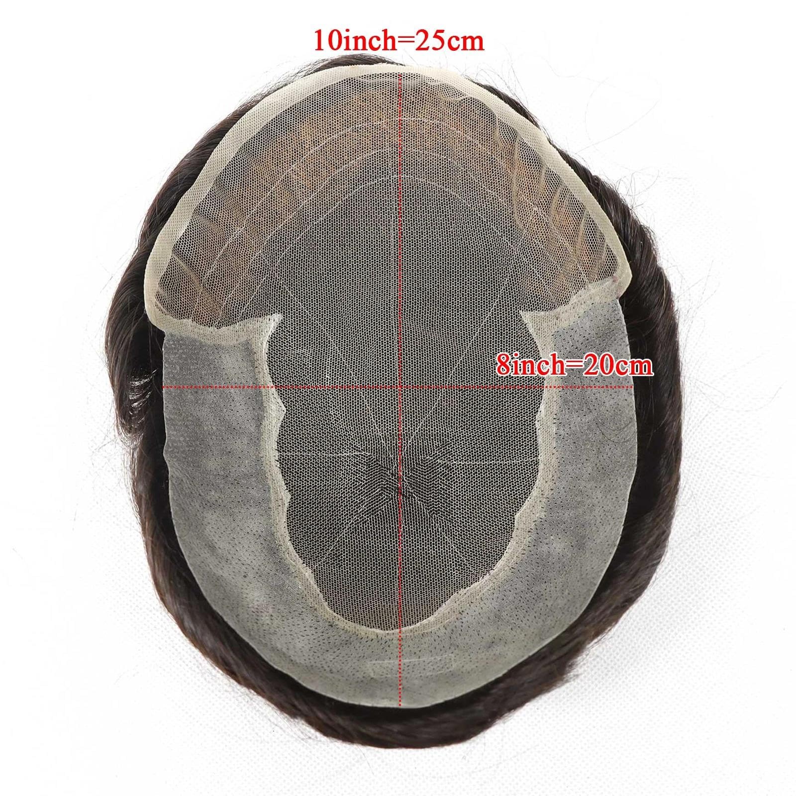 Stylizacja Koronkowa tupecik męski z PU Baza Naturalne czarne ludzkie włosy