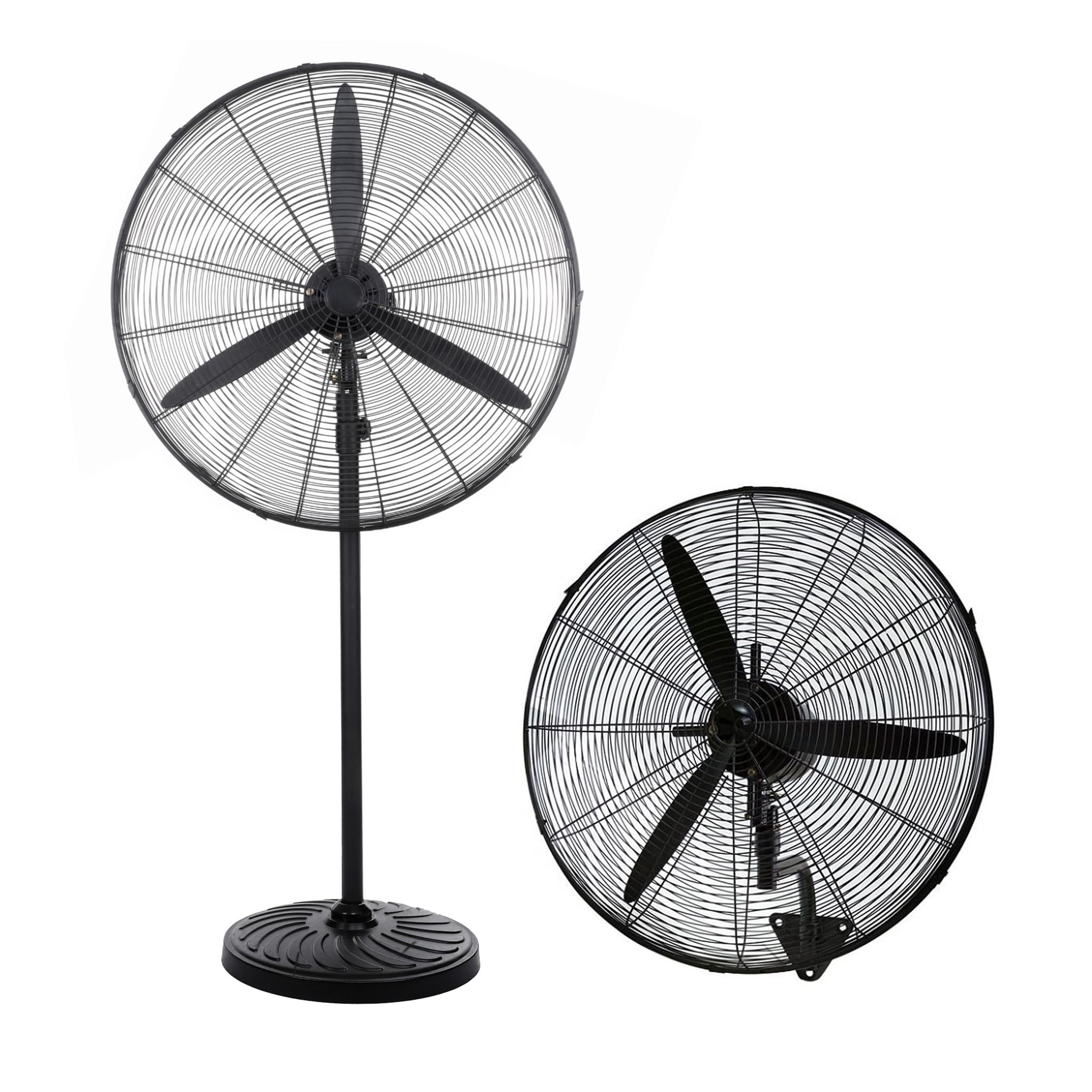 Ventilatore Industriale 2 in 1 a Piantana e Parete Ø66 cm 130W con Staffa da Muro Inclusa, Oscillazione, Altezza 160 cm, 3 Velocità, Pale in Metallo Professionali