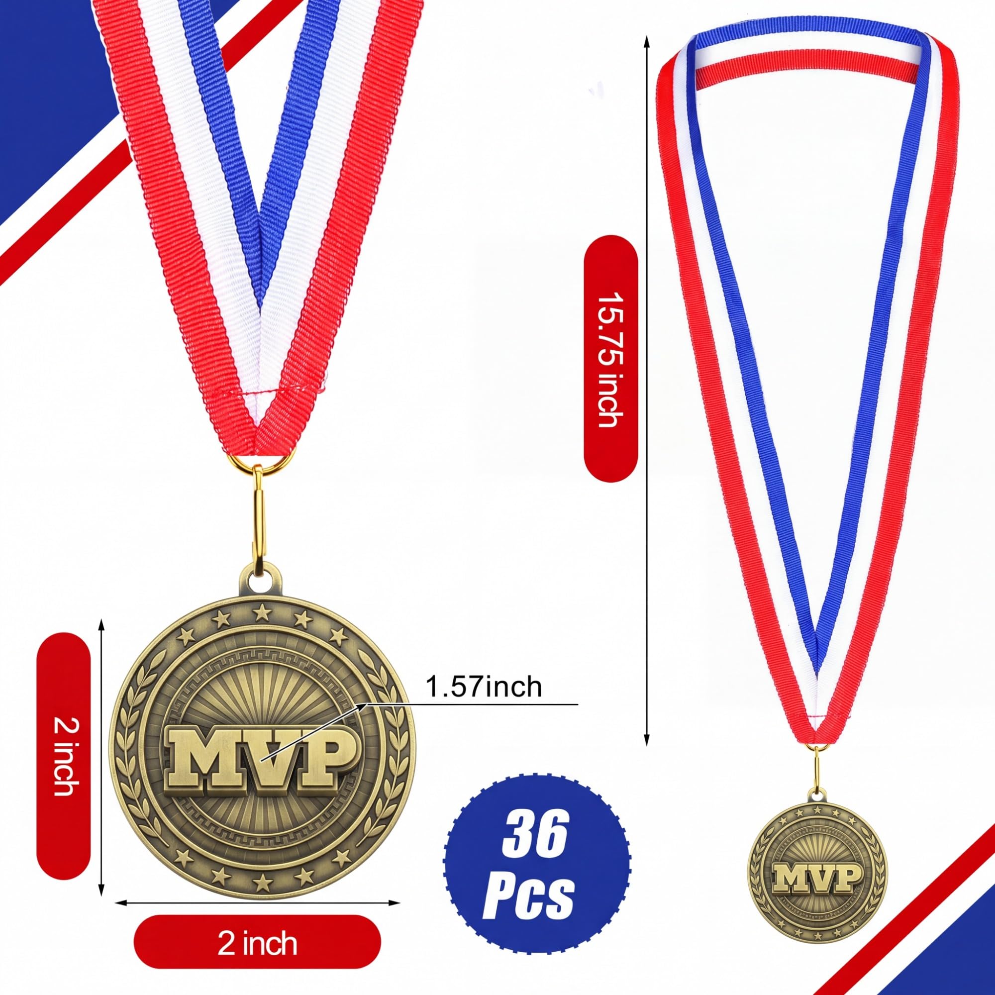 Equsion 36 medallas de premio con cintas para el cuello, premios deportivos dorados, fútbol, voleibol, baloncesto, animadora, béisbol, MVP, dominó, medallas de póquer para fiestas deportivas, trofeos,
