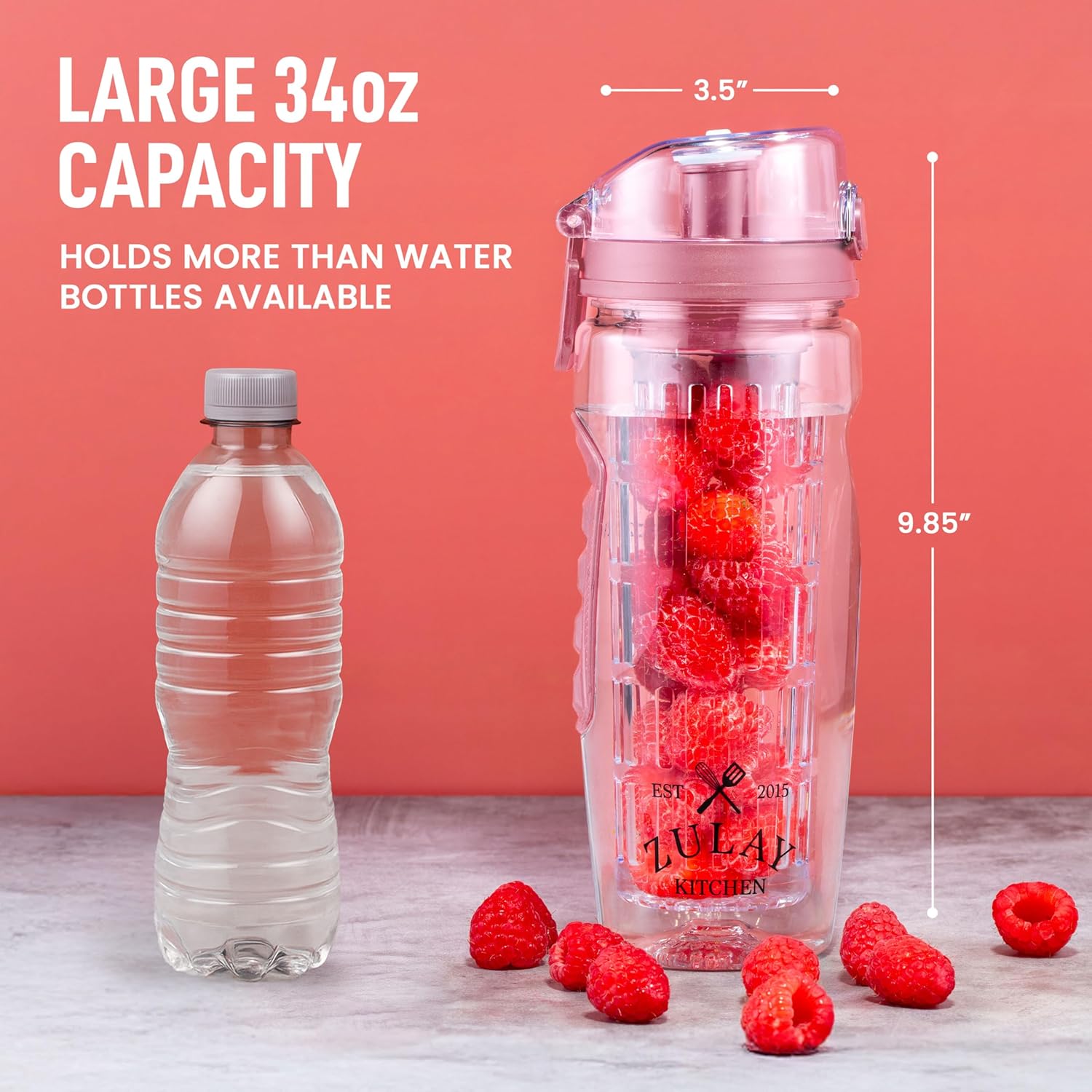 Zulay Fruit Infuser Water Bottle - 34oz - Leakproof With Full-Length Infusion Rod - Men Women's Ideal Fitness Gift Or For Gym, Camping - Image 4