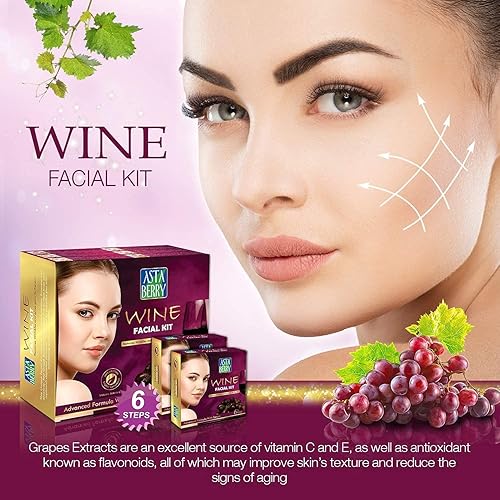 Miniatura 3 de AZAZ Astaberry - Kit facial de vino de 12 bolsas (6 pasos) 15.24 oz  Elimina las arrugas y la piel brillante, kit facial profesional, extracto de