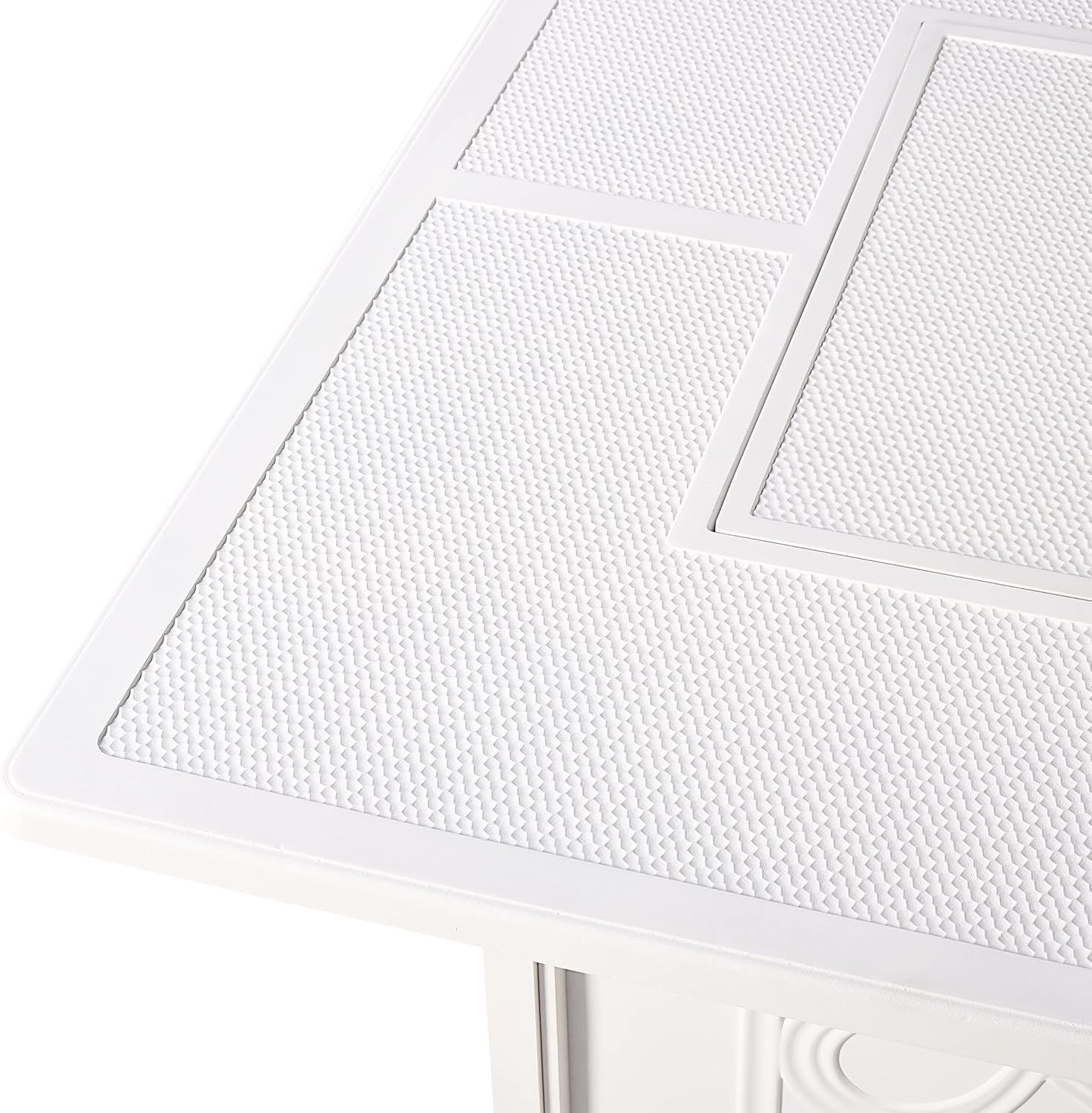 Oakland Living Square 42 in. x 42 in. Aluminum Propane Fire Pit Table with Glass Beads, Two Covers, Lid, 57,000 BTUs in White Finish