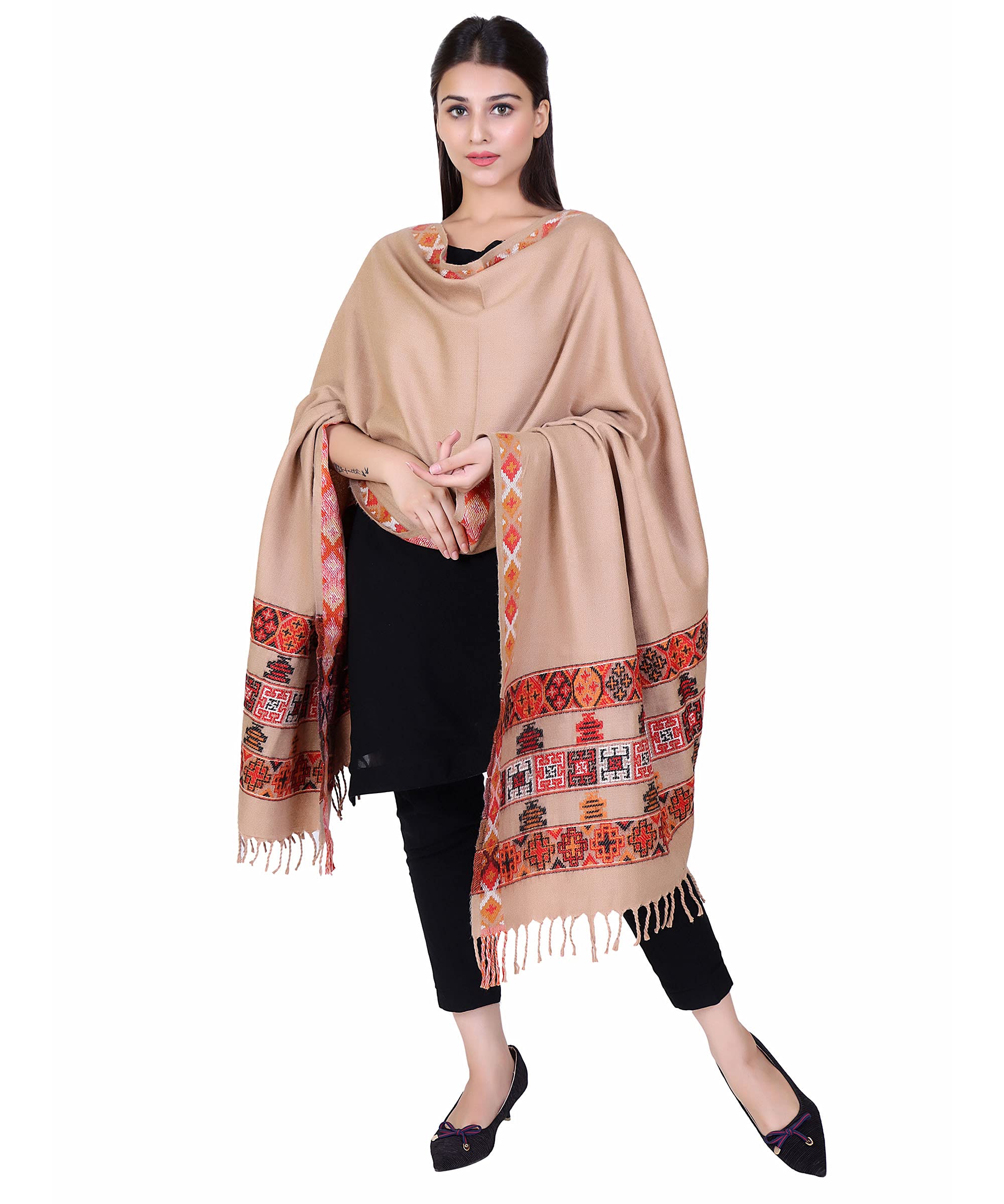 nyoly Multicolor Women Bridal Wear|Pure Wool Shawl| Shawl For Women|Size 40*80| Warm Woolen Winters Styles | KULLU Shawl |NY101-picture-23