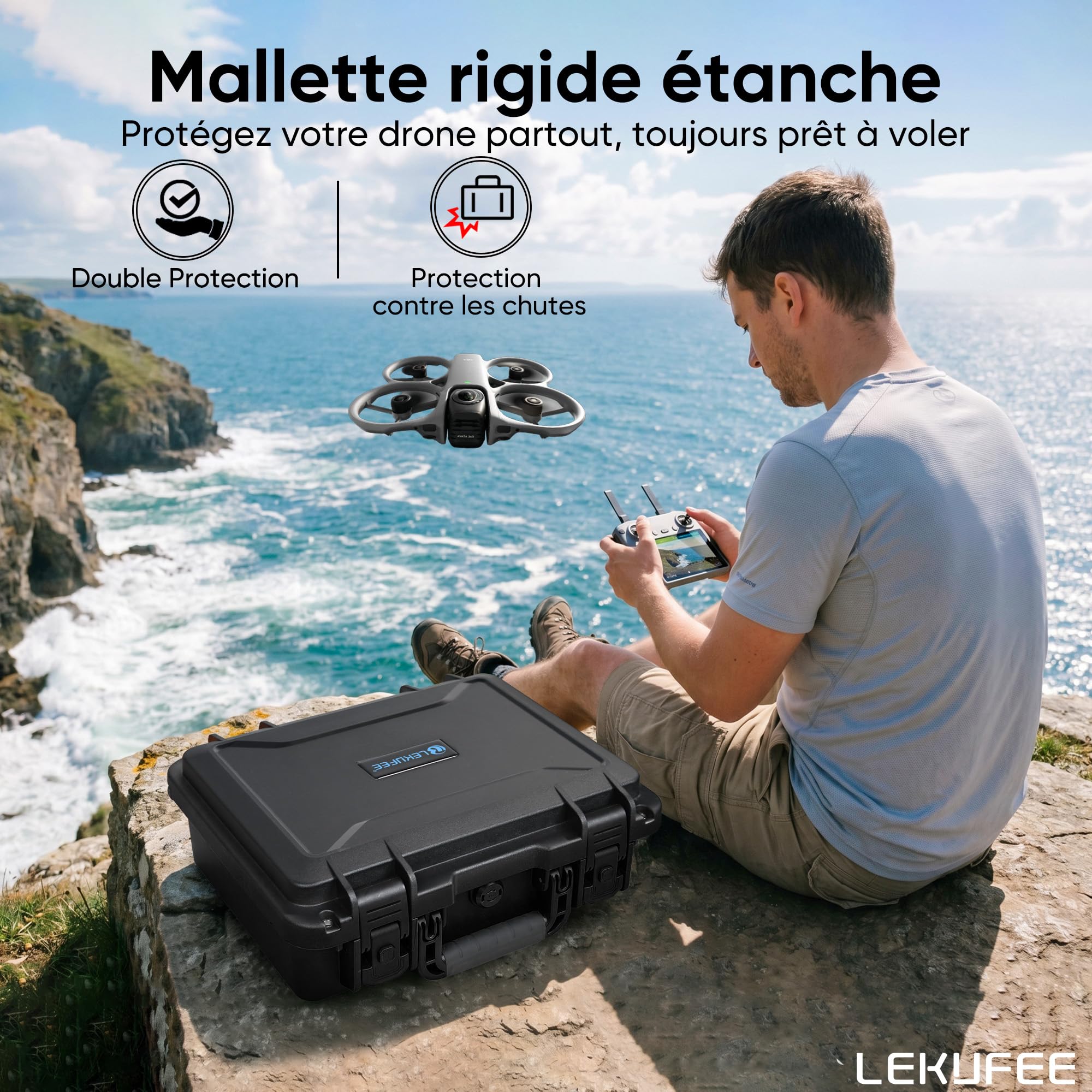 LEKUFEE Valise de Transport Rigide étanche pour Drone DJI Avata 360,Bundle Fly More (RC 2), DJI RC 2/RC N3/N2, 5 Batteries, hub de Charge et Autres Accessoires (étui Uniquement)