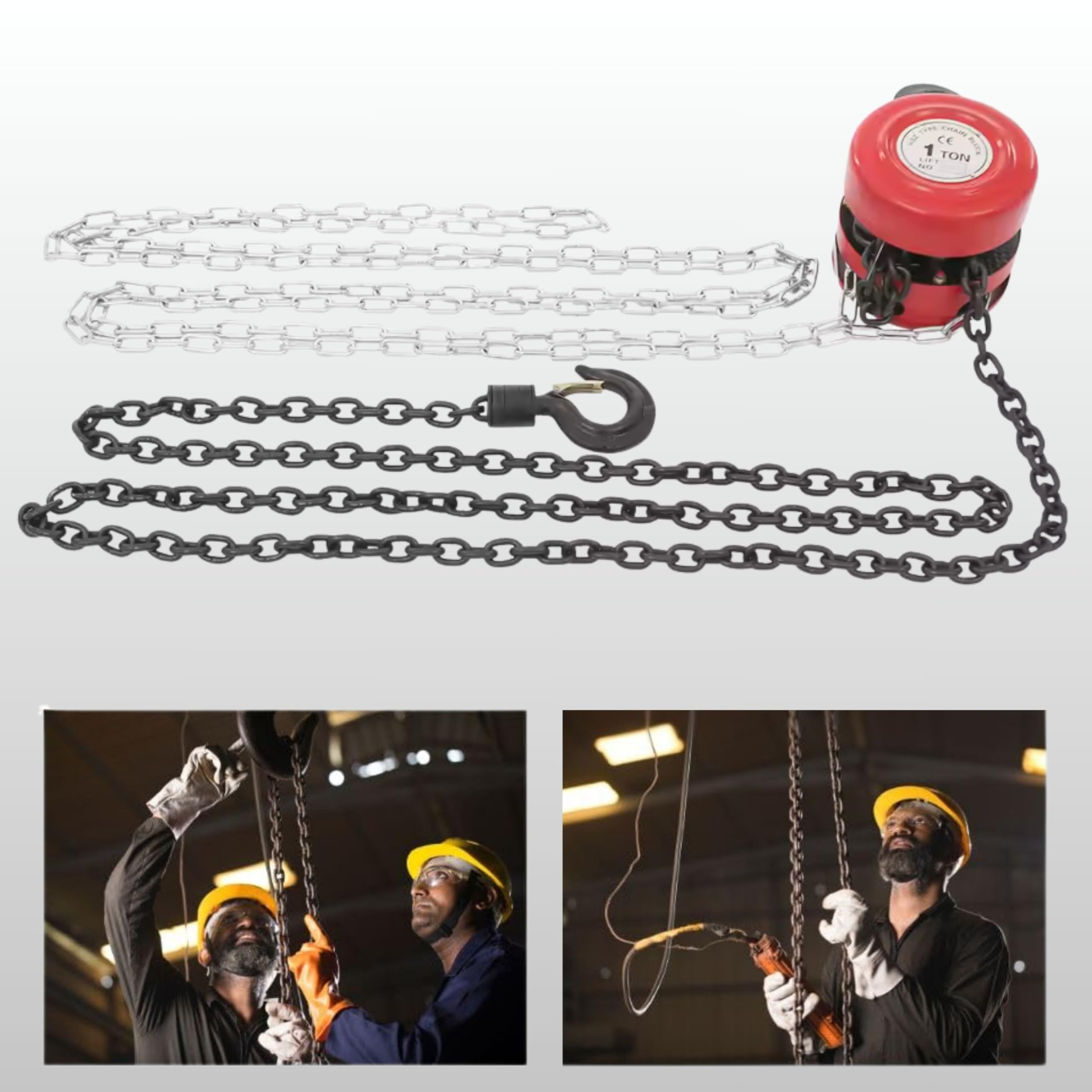 Yasta Paranco a Catena 1000kg (1 Ton) - Sollevatore Manuale 3m in Acciaio Legato - Montacarichi con Freno di Sicurezza e Ganci Girevoli 360° - Ideale per Officina, Motori e Cantiere