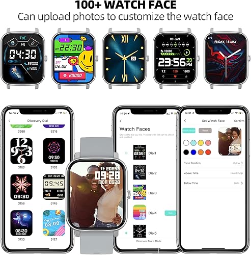 Miniatura 6 de MVEFOIT Reloj inteligente (recepción de llamadasmarcación), reloj de fitness, relojes inteligentes de 1.7 pulgadas para mujeres y hombres con