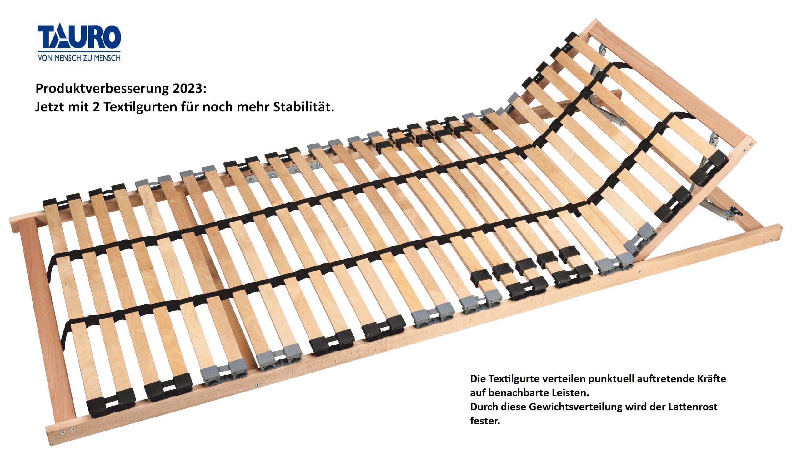 TAURO Pro FB180, 7-Zonen Lattenrost, Kopfteil verstellbar, für Liegefläche 90 x 200 cm (22914)