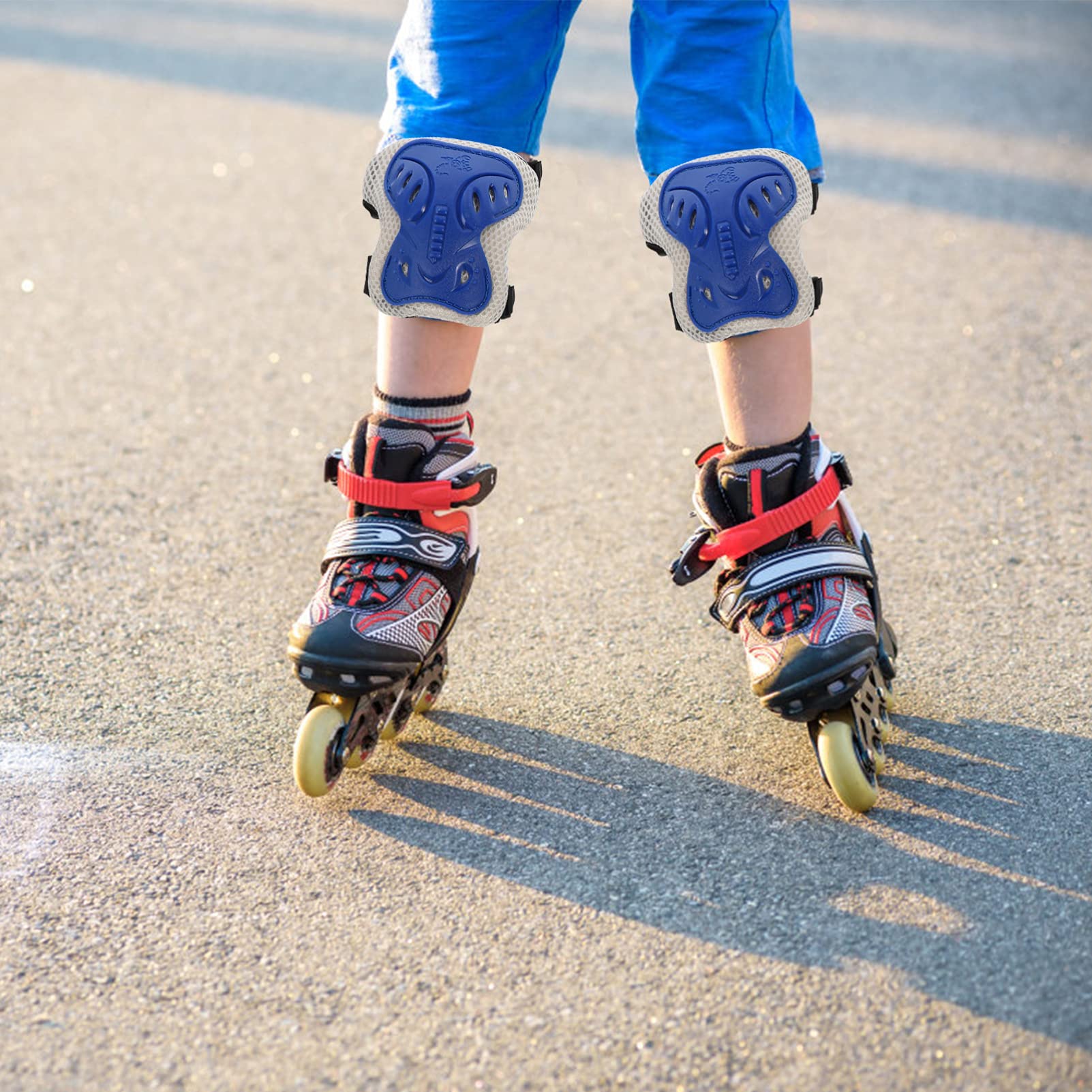 Wakauto Roller Skating Protective Gear Kids Elbow Knee Pads Gloves Sports Protective Gear Set