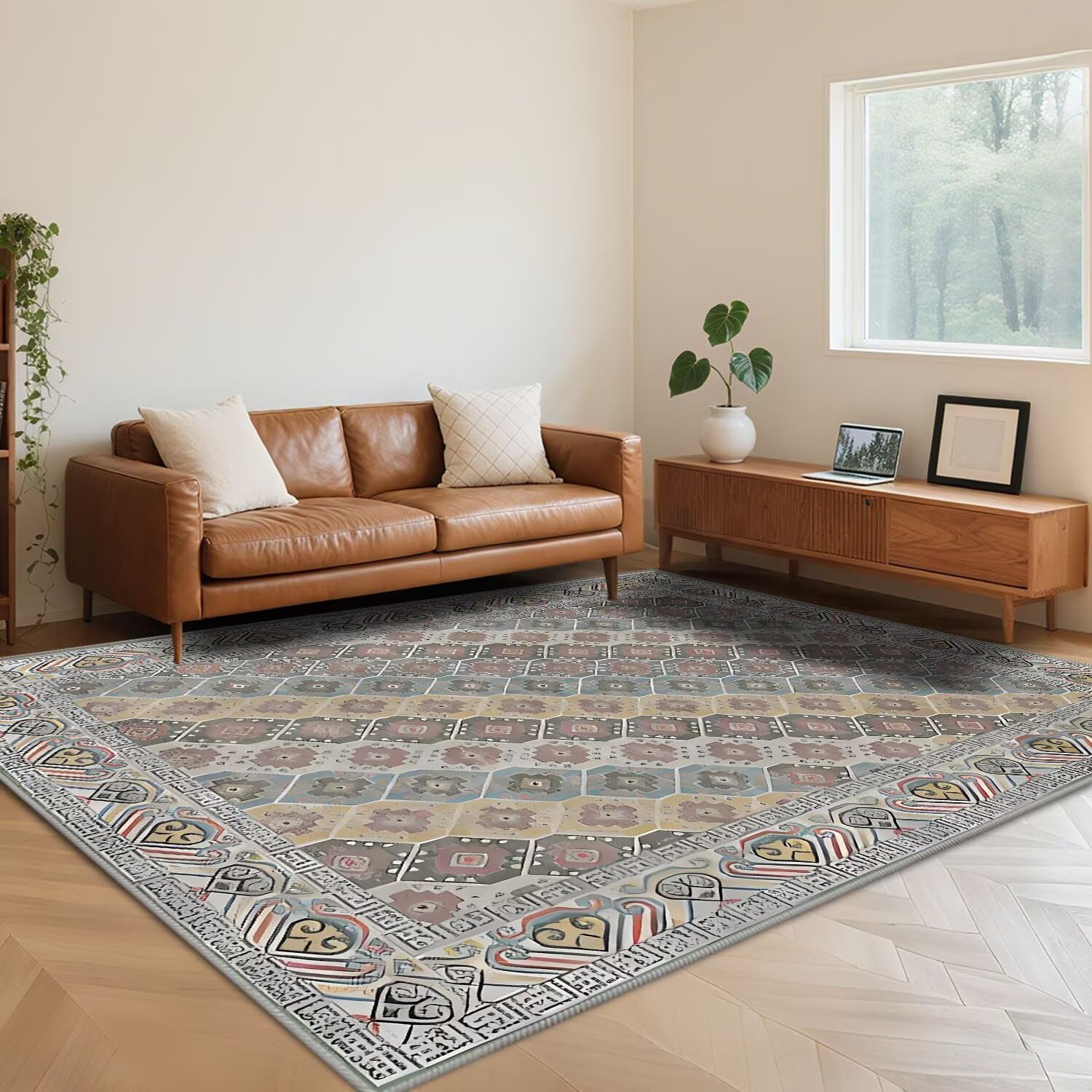 Tapis moderne à poils courts lavable en machine pour un entretien facile et rapide bleu 100x200