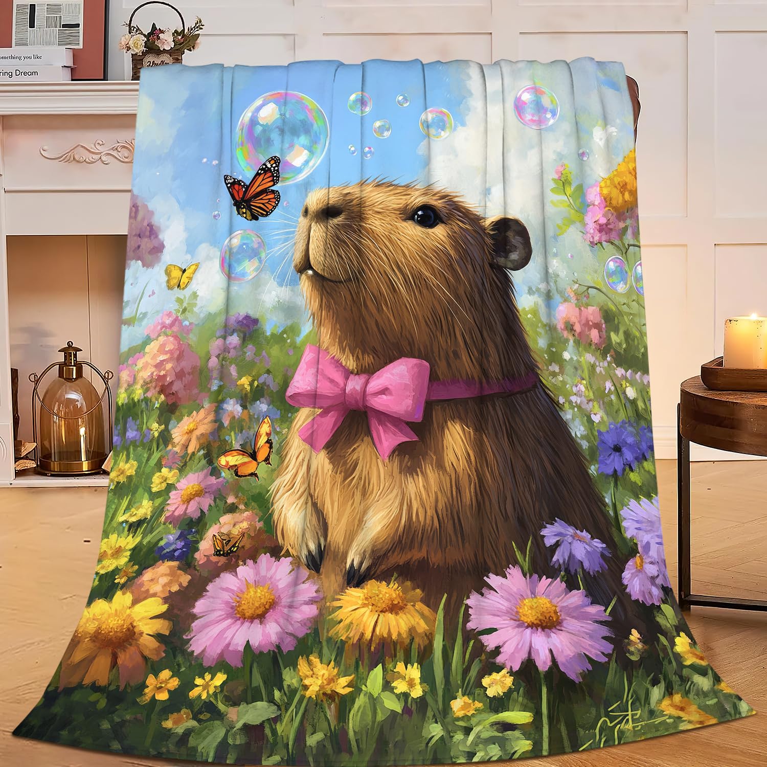 Capybara Blanket Throw Blanket for Girls Boys Super Soft Cozy Fleece Blanket Fuzzy Blankets for Couch Sofa Bed Gifts for Kids Adults 50"x40"