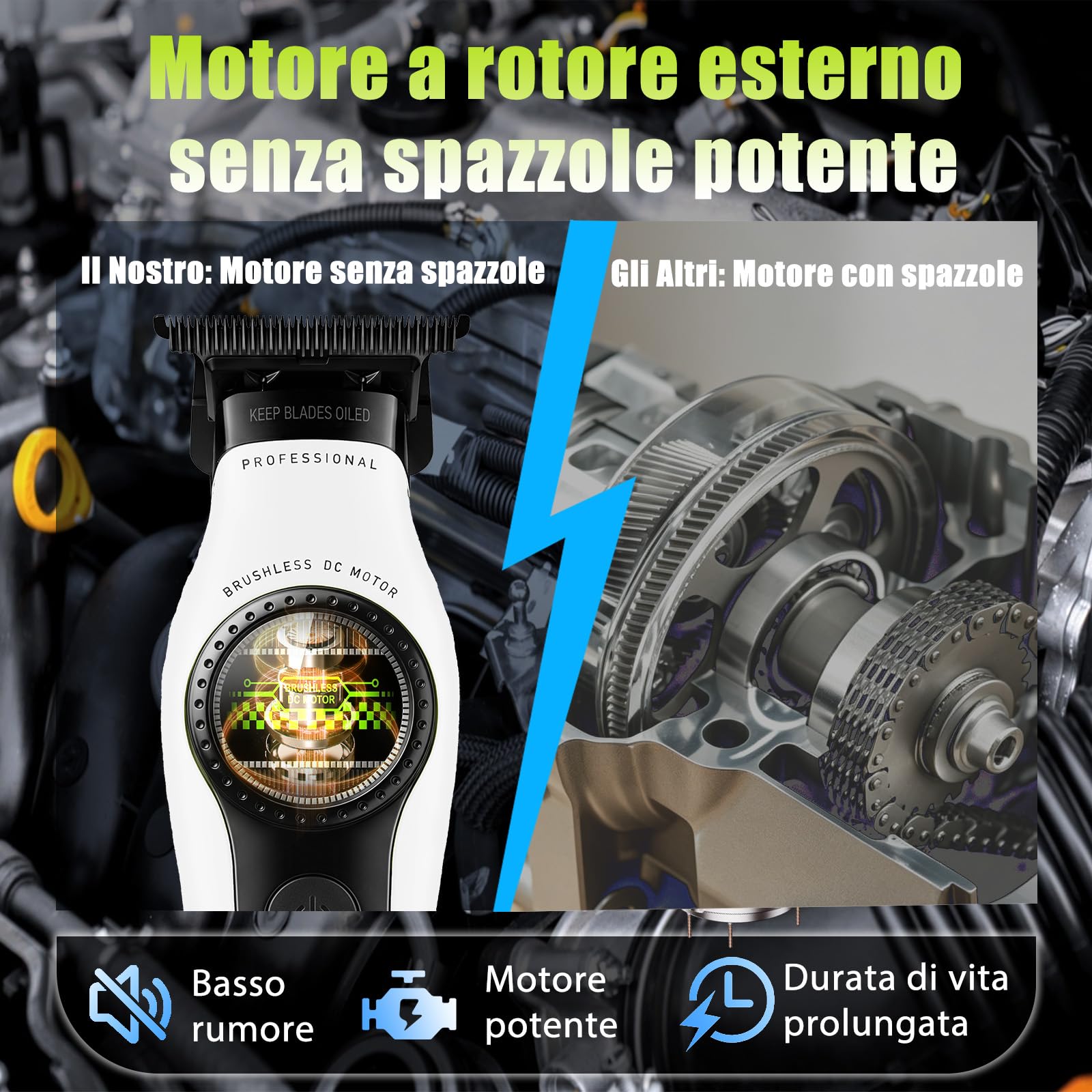 KEMEI 1595 Tagliacapelli Professionale per Uomo, Macchinetta Senza Fili