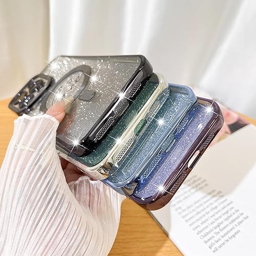 Vista 396 de Fiyart - Funda transparente magnética con purpurina para iPhone 12 para mujeres, con grabado "Love" metálico, protección para cámara y antigolpes