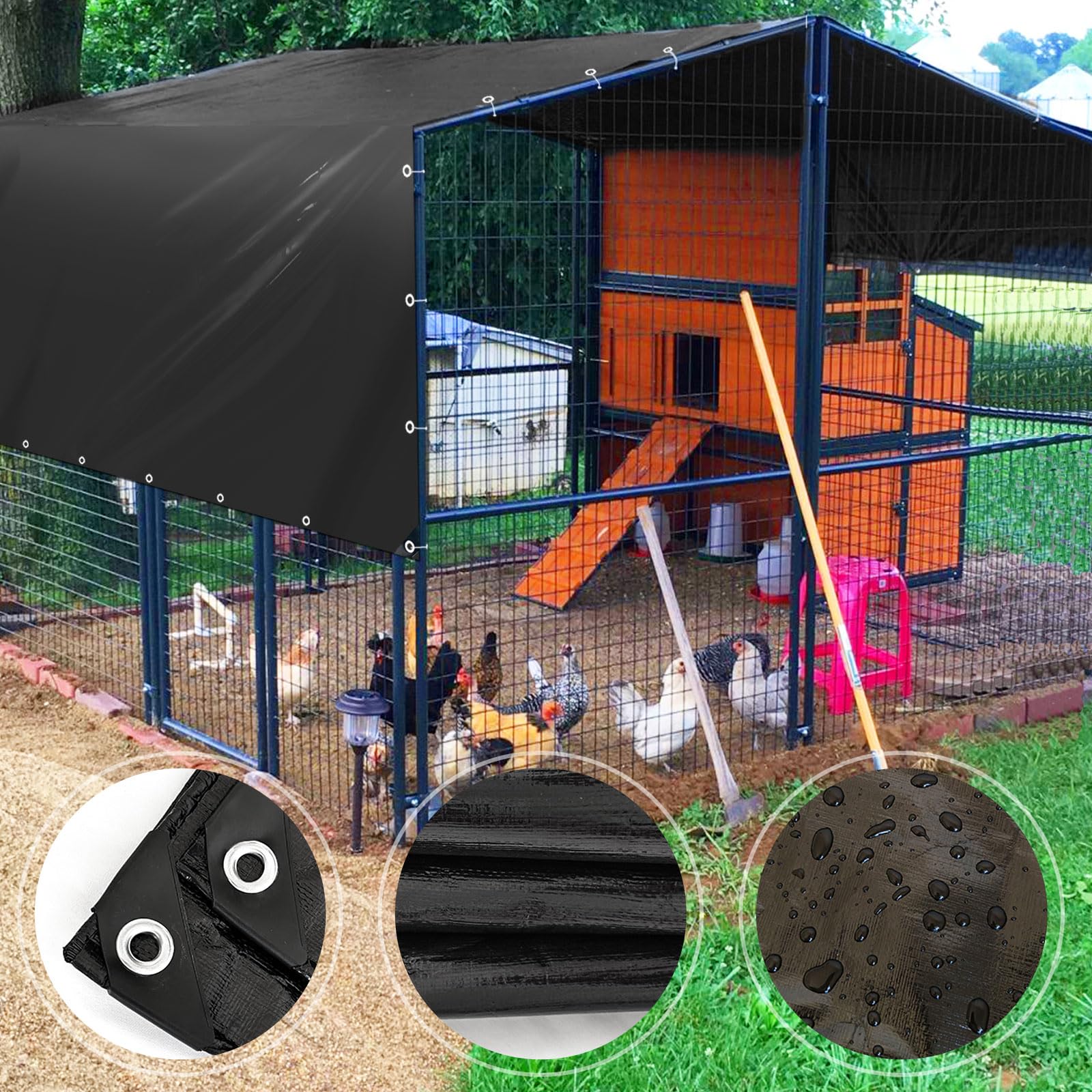 Bâche de protection imperméable 150 g/m² résistante et polyvalente, imperméable, anti-déchirures, imperméable pour meubles de jardin, trampoline de voiture, anti-déchirure, recouverte des