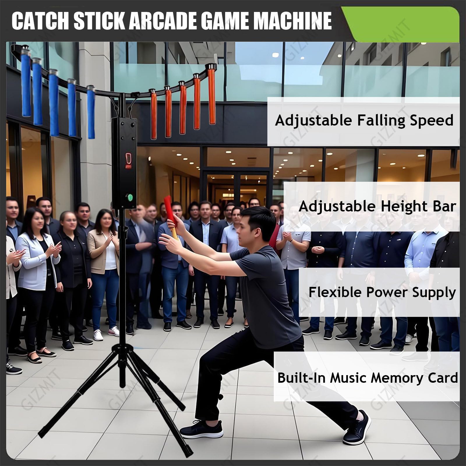 Automat do gry „Catch Stick”, maszyna do koordynacji wzrokowo-ruchowej – automat zręcznościowy „Catch Stick”, gra refleksyjna ze światłami i dźwiękiem na imprezy Black