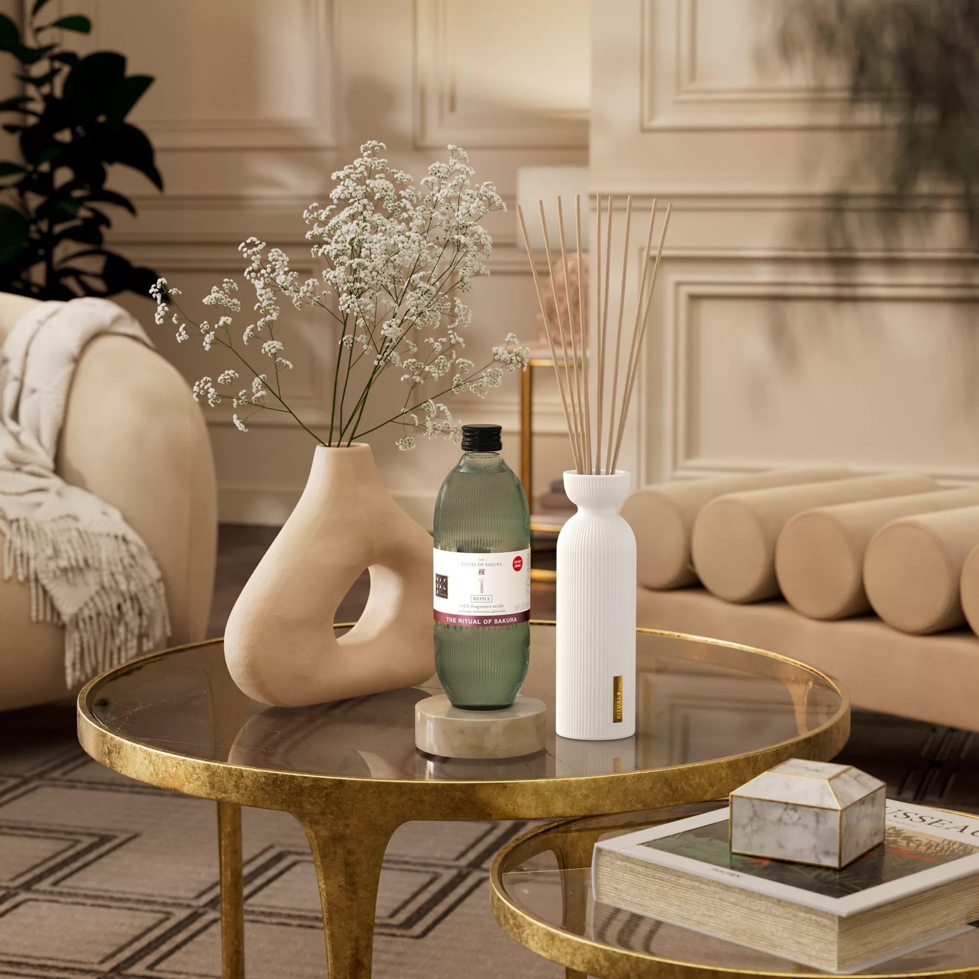 RITUALS Reed Diffuseur 1 x recharge The Ritual of Sakura - Double recharge - bâtonnets parfumés aux fleurs de cerisier et lait de riz - Parfum d'ambiance rafraîchissant - 1 x 500 ml