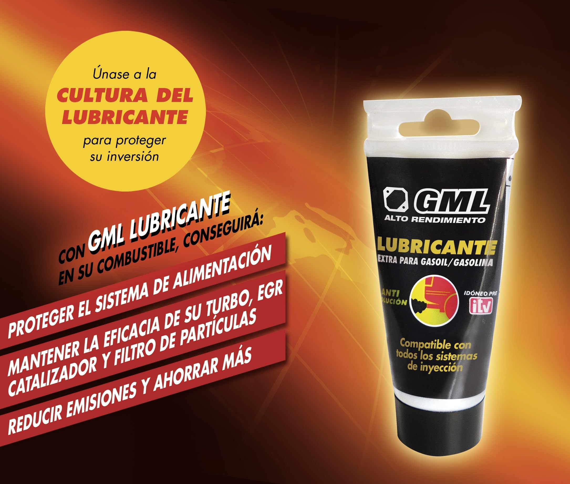 GML Pata Negra Aditivo Limpiador de Inyectores Diésel y Gasolina – Tratamiento Pre-ITV Profesional – Reduce Humos - Lubrica y Limpia Sistema Inyección – 50 ml